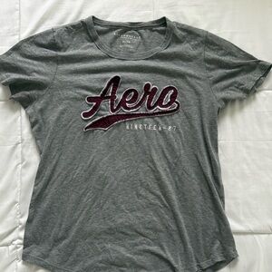 Aeropostale Gray Tee with Maroon Script Logo